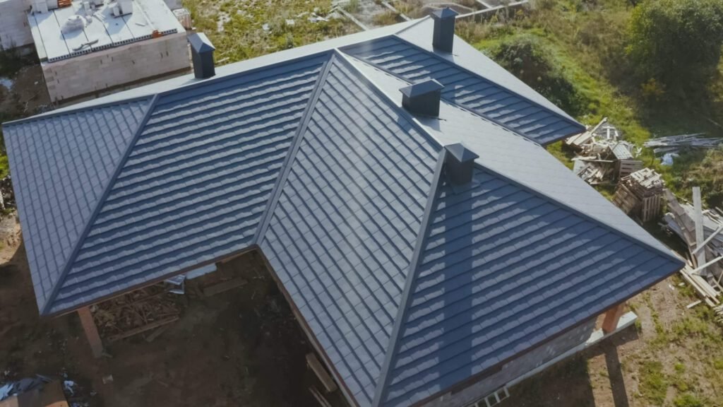 overhead shot of new residential roof
